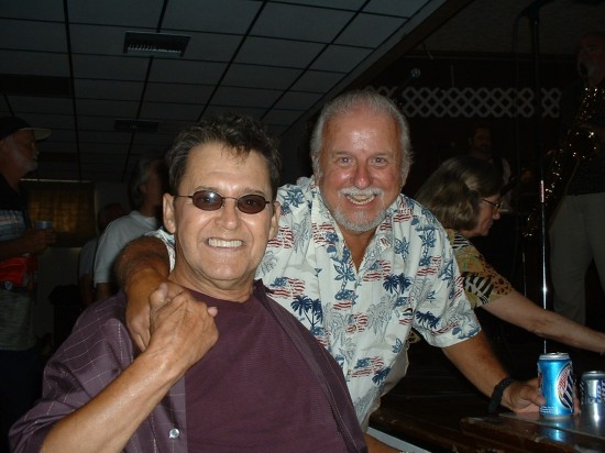 Allen Collay with WWOZ DJ Billy Delle at Collay's 2004 benefit