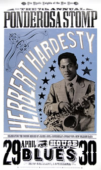 Poster, 2008 Limited Edition Herbert Hardesty Poster, 2008. Hand Printed Letterpress by Yee Haw Indistries